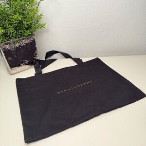 Strathberry Tote Bag Womens Black Organic Cotton Canvas Gold Logo Minimalist NEW